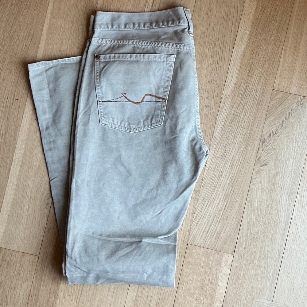 7 For All Mankind Light Gray Straight Jeans